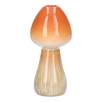 Vase décoratif RADOMILA, céramique, en forme de champignon, orange-beige, 16cm, Ø7,5cm