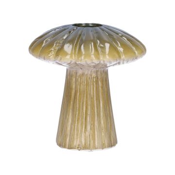 Vase en céramique RAIMUNDE, en forme de champignon, rainures, vert, 9,5cm, Ø9cm