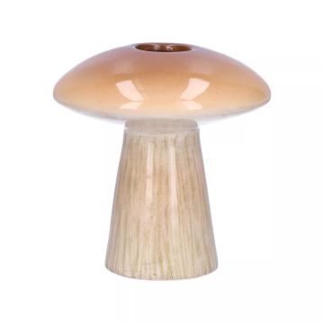 Vase en céramique RAIMUNDE, en forme de champignon, brun-beige, 9,5cm, Ø9cm