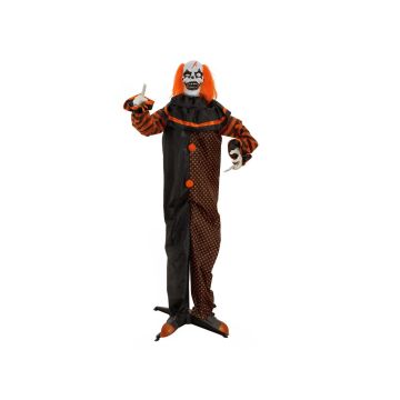 Figurine décorative d'Halloween clown d'horreur pop-up HORIK avec 2 têtes, fonction sonore et mouvement, LEDs, 80x50x170cm