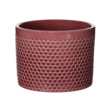 Cache-pot CINZIA en céramique, motif à pois, rouge merlot, 22cm, Ø23cm