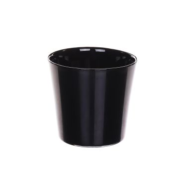 Cache-pot en verre ALENA, noir, 12,5cm, Ø13,3cm