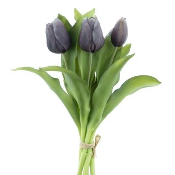 Bouquet de tulipes décoratives LONA, noir-blanc, 30cm, Ø20cm