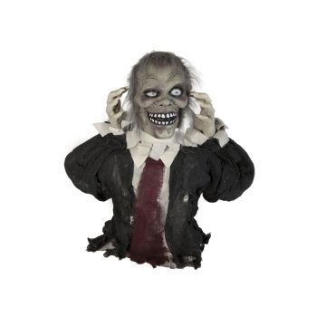 Figurine décorative d'Halloween Zombie / Mort-vivant KUNIBERT, fonction sonore et mouvement, LEDs, 67cm