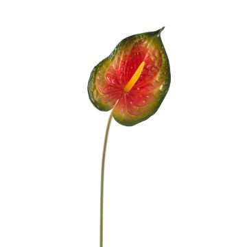 Anthurium artificiel JASMINA, vert et rouge, 75cm, 14x18cm