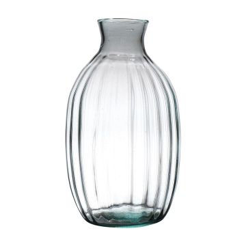 Vase bouteille NERRASITA en verre, avec rainures, recyclé, transparent, 29,5cm, Ø18cm