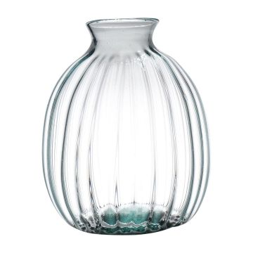 Vase bouteille NERRASITA en verre, avec rainures, recyclé, transparent, 26,5cm, Ø23,5cm