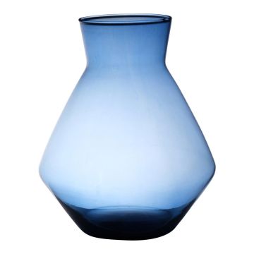 Vase à fleurs RAMUNDA en verre recyclé, bleu-transparent, 30cm, Ø25cm