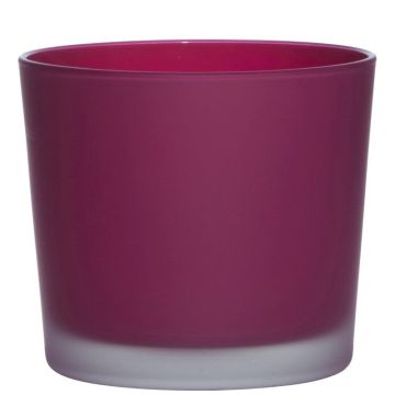 Cache-pot en verre ALENA FROST, magenta mat, 12,5cm, Ø14,5cm