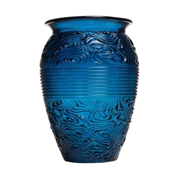 Vase de table en verre OLALLA avec bordure décorative, bleu-transparent, 20,7cm, Ø14,7cm