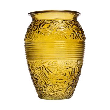 Vase de table en verre OLALLA avec bordure décorative, jaune-transparent, 20,7cm, Ø14,7cm