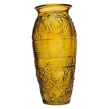 Vase de table en verre OLALLA avec bordure décorative, jaune-transparent, 27,3cm, Ø12,5cm