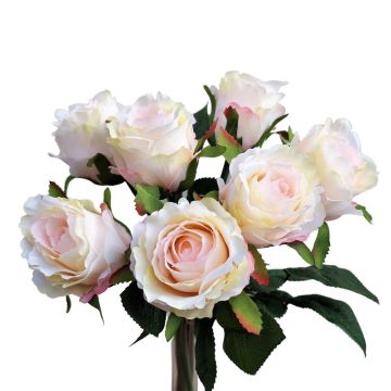 Bouquet de roses décoratives MURINET, crème-rose, 35cm