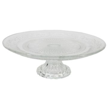 Plateau à gâteaux en verre ALVATIR avec pied, motif, transparent, 7,8cm, Ø22,8cm