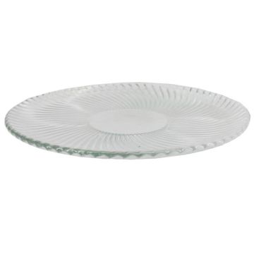 Assiette en verre CATHLENN avec des rainures, transparent, 1cm, Ø14,5cm