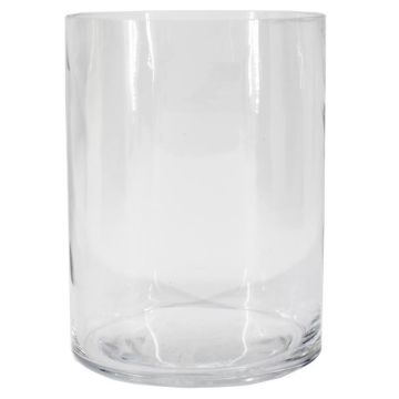 Vase en verre cylindrique SANSA OCEAN, recyclé, transparent, 20cm, Ø15cm