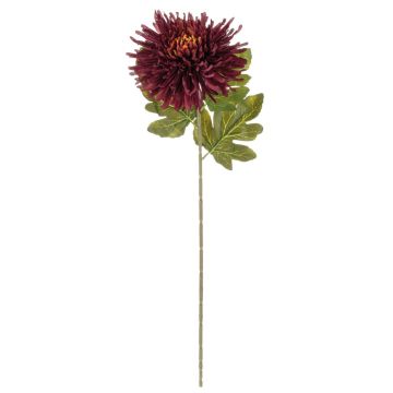 Chrysanthème en velours RUNDA, violet foncé-orange, 70cm, Ø18cm
