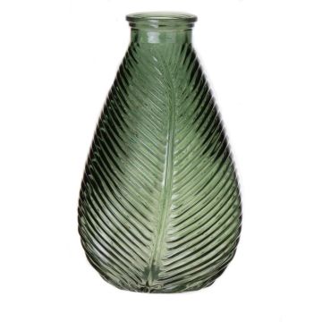 Vase bouteille NELLOMIO avec structure de feuille, verre, vert-transparent, 23cm, Ø14cm