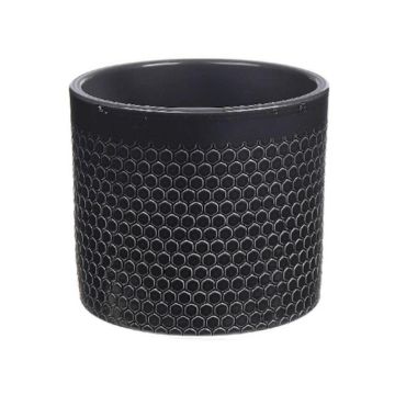 Cache-pot CINZIA en céramique, motif à pois, anthracite, 22cm, Ø23cm