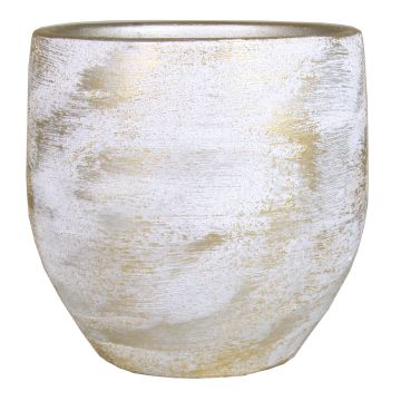 Pot de fleurs en céramique AETIOS, dégradé, blanc-or, 34cm, Ø34cm