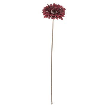 Fleur décorative Gerbera TUNGUSKA, aspect sec, rouge bourgogne, 50cm