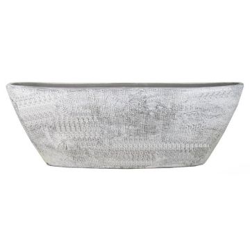 Coupe bateau en céramique AGAPE avec veinure, gris béton, 68x19x24cm