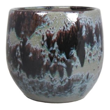 Cache-pot en céramique GIORGOS avec motif, vert-crème, 14cm, Ø16cm