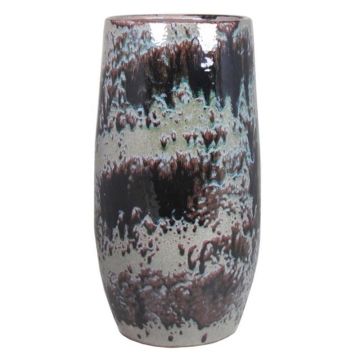 Vase en céramique GIORGOS avec motif, vert-crème, 50cm, Ø24cm