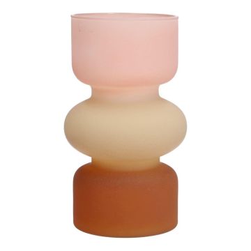 Vase coloré NEVOLINKI en verre, rose-beige-marron mat, 18cm, Ø10,5cm