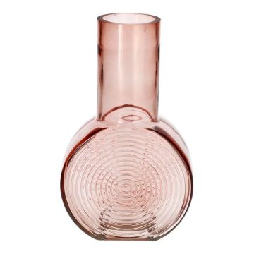 Vase décoratif rond ORESTINO en verre, rose-transparent, 14x7,5x22,5cm