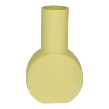 Vase décoratif rond ORESTINO en verre, jaune mat, 14x7,5x22,5cm