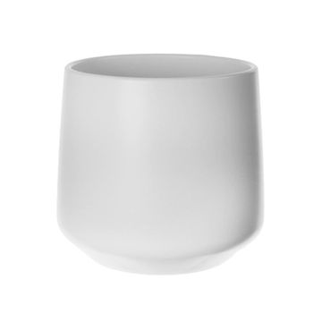 Cache-pot ZIOKA en céramique, blanc mat, 15,8cm, Ø18cm