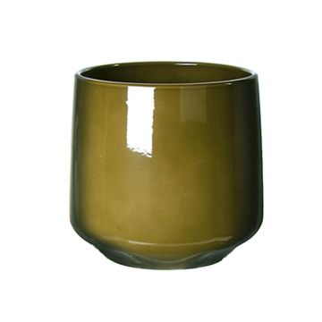 Cache-pot ZIOKA en céramique, vert olive, 26cm, Ø29cm