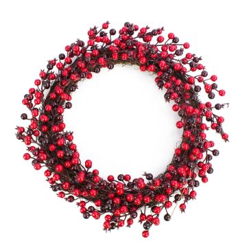 Couronne décorative de pyracantha GASIRA, rouge vin, Ø45cm