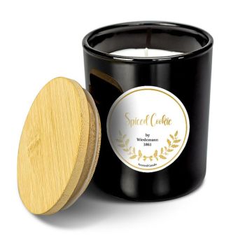 Bougie parfumée MELIDA en pot, Spiced Cookie, noir-blanc, 9,3cm, Ø7,9cm, 35h