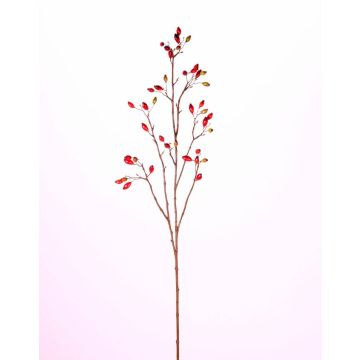 Branche décorative d'églantier EDITH avec fruits, rouge, 110cm