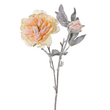 Pivoine artificielle MALINE, neige, saumon, 60cm, Ø12cm