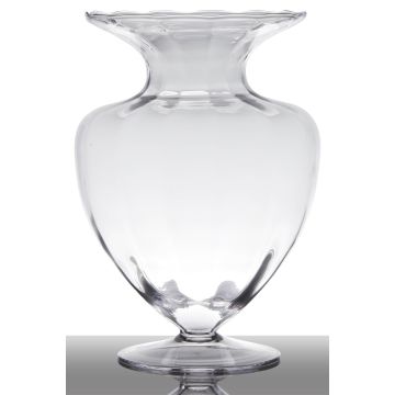 Vase à poser au sol en verre KENDRA sur pied, conique/rond, transparent, 42cm, Ø32cm