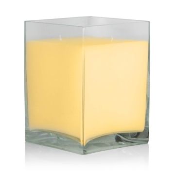 Verre à bougie avec bougie en cire SAMORY, transparent, 25cm, Ø18cm, 180h - Made in Germany