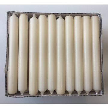 Lot de 10 bougies chandelles / bougie de table CHARLOTTE, crème, 18,5cm, Ø2,1cm, 6,5h - Made in Germany