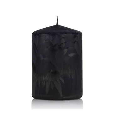 Bougie de table / bougie votive ANASTASIA, aspect glacé, noir, 10cm, Ø7cm, 42h - Made in Germany