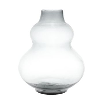 Vase en verre bombé LAZARO, recyclé, transparent, 25cm, Ø19cm