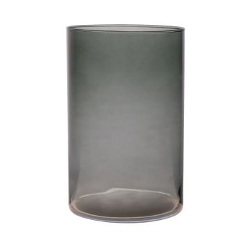 Vase à fleurs SANYA EARTH, cylindre/rond, gris foncé-transparent, 21cm, Ø14cm