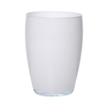 Vase rond en verre HENRY, blanc, 20cm, Ø14cm