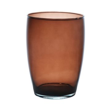 Vase rond en verre HENRY, brun-transparent, 20cm, Ø14cm