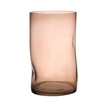 Vase décoratif en verre OBDULIA avec des bosses, beige-transparent, 25cm, Ø15cm