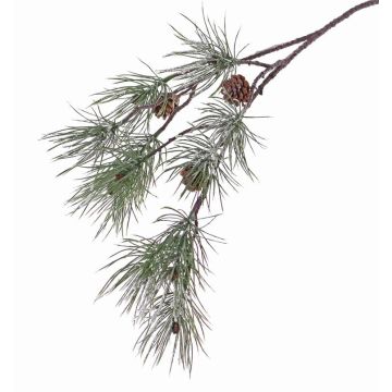 Branche de sapin décorative CALEB avec pommes de pin, givrée, 80cm