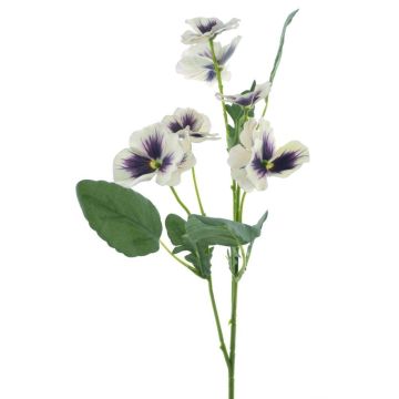 Branche artificielle Pensée SIREL, crème-violet, 65cm