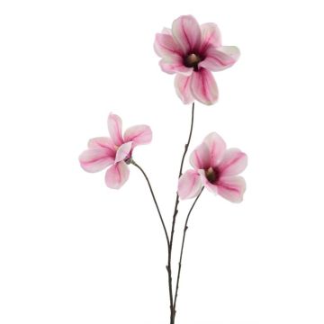 Branche décorative Magnolia FLAVA, fuchsia-blanc, 85cm