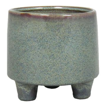 Pot en céramique scandinave JABARI avec pieds, moucheté, bleu-vert, 13,8cm, Ø14cm